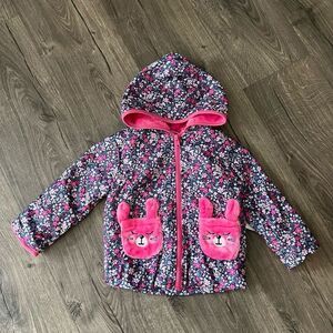Penelope Mack Toddler Girls Floral Rain Jacket - Pink
